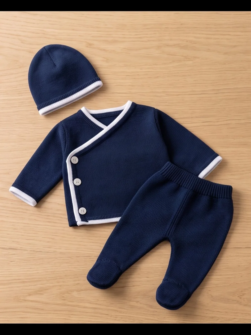 Edgehill Collection Navy and White Knit Baby Matching Set